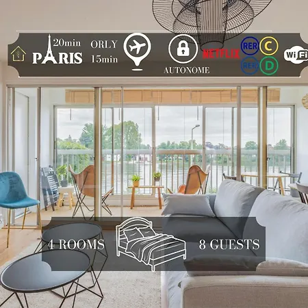 Daire Luminous Vue Seine- Paris 15min *